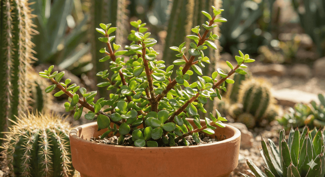צמח עץ הכסף ברקע של מדבר וקקטוסים