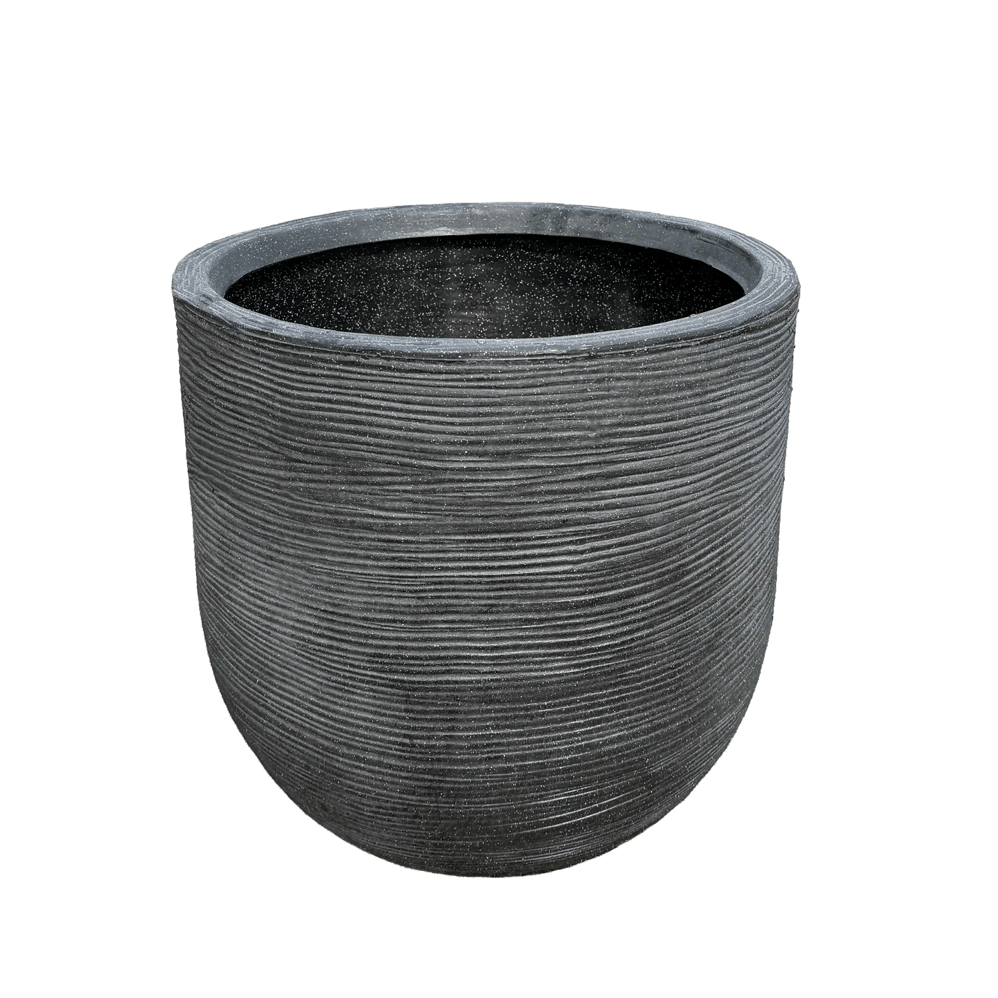 Textured gray pot on a white background