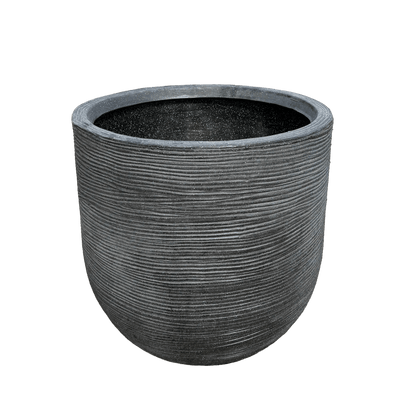 Textured gray pot on a white background