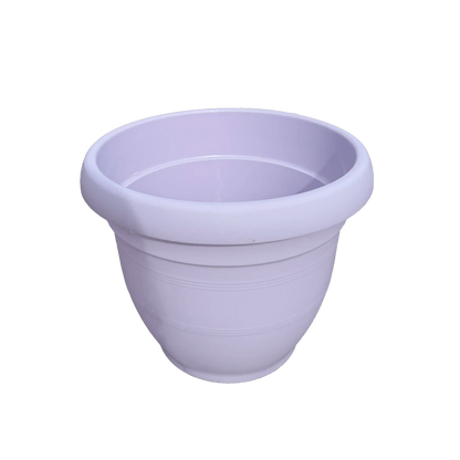 Purple pot with saucer on a white background