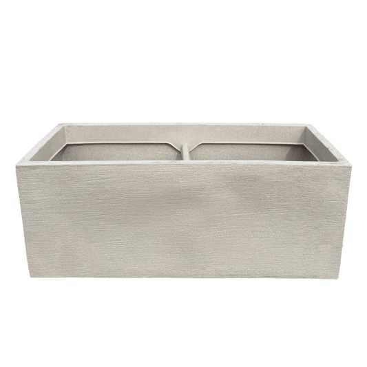 Rectangular planter box with textured surface on a white background