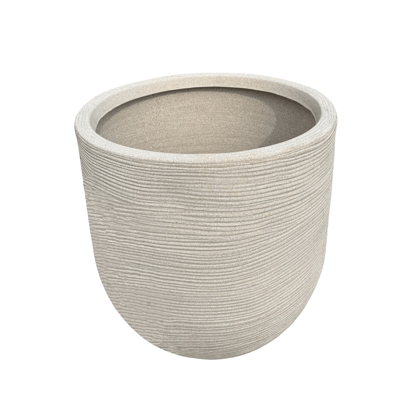 Textured light sand color pot on a white background