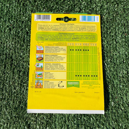 הוראות בגב חפיסת זרעים של צמח רוקט