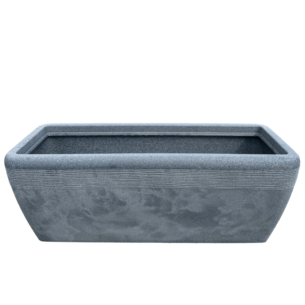 אדנית בצורת גליל מלבנית אפורה גדולה באורך 79 ס"מ