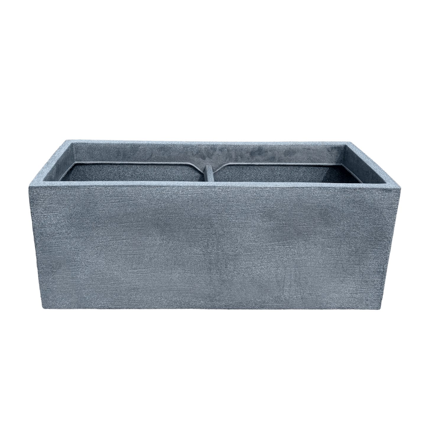 Rectangular concrete planter box on a white background
