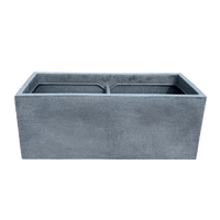 Rectangular concrete planter box on a white background