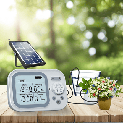 מערכת השקיה אוטומטית סולארית עם חיישן לחות ללא צורך בחיבור לנקודת מים