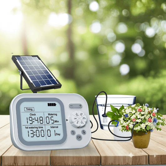 מערכת השקיה אוטומטית סולארית עם חיישן לחות ללא צורך בחיבור לנקודת מים