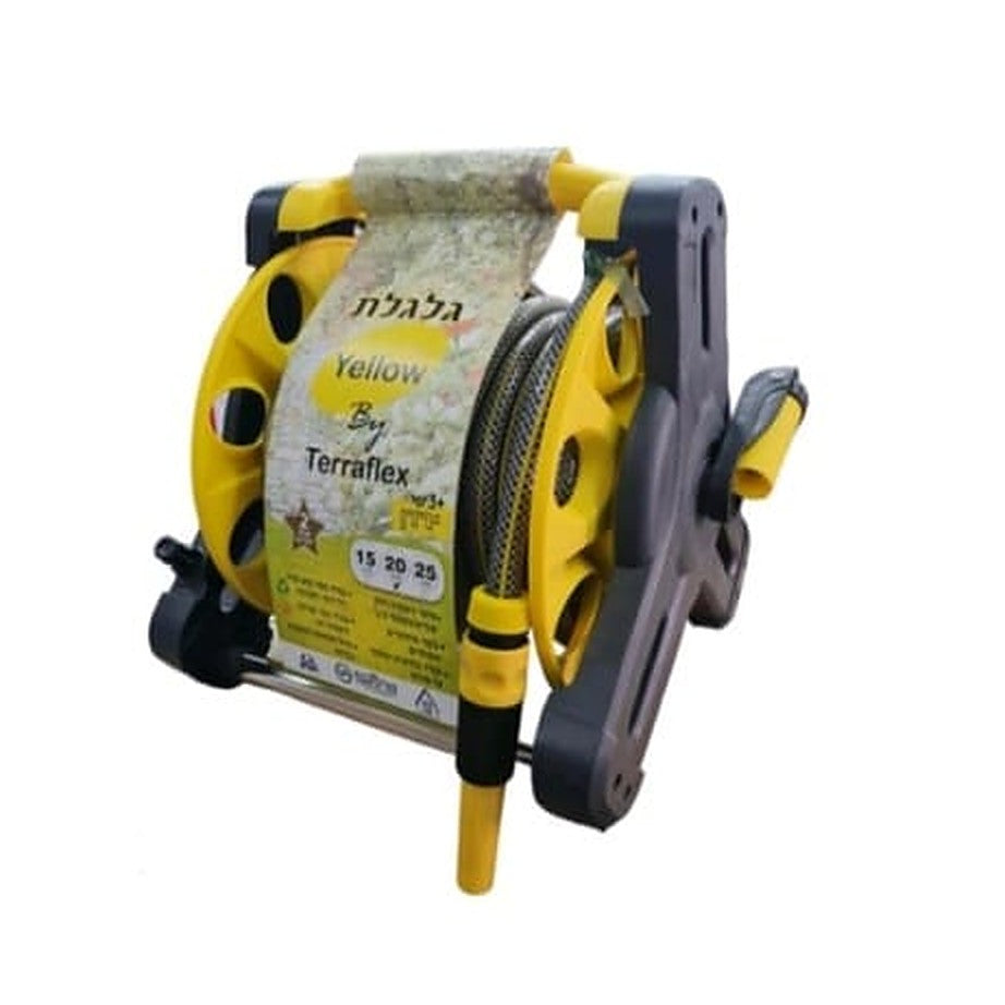 גלגלת השקיה צהובה עם צינור גן 1/2 אינץ' Yellow מבית טרפלקס דקו גרדן